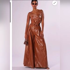 AKIRA Brown Faux Leather Pants Sz 1x